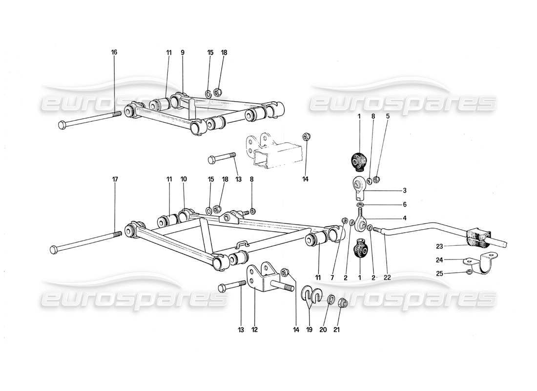 ferrari 288 gto hinterradaufhängung – querlenker teilediagramm