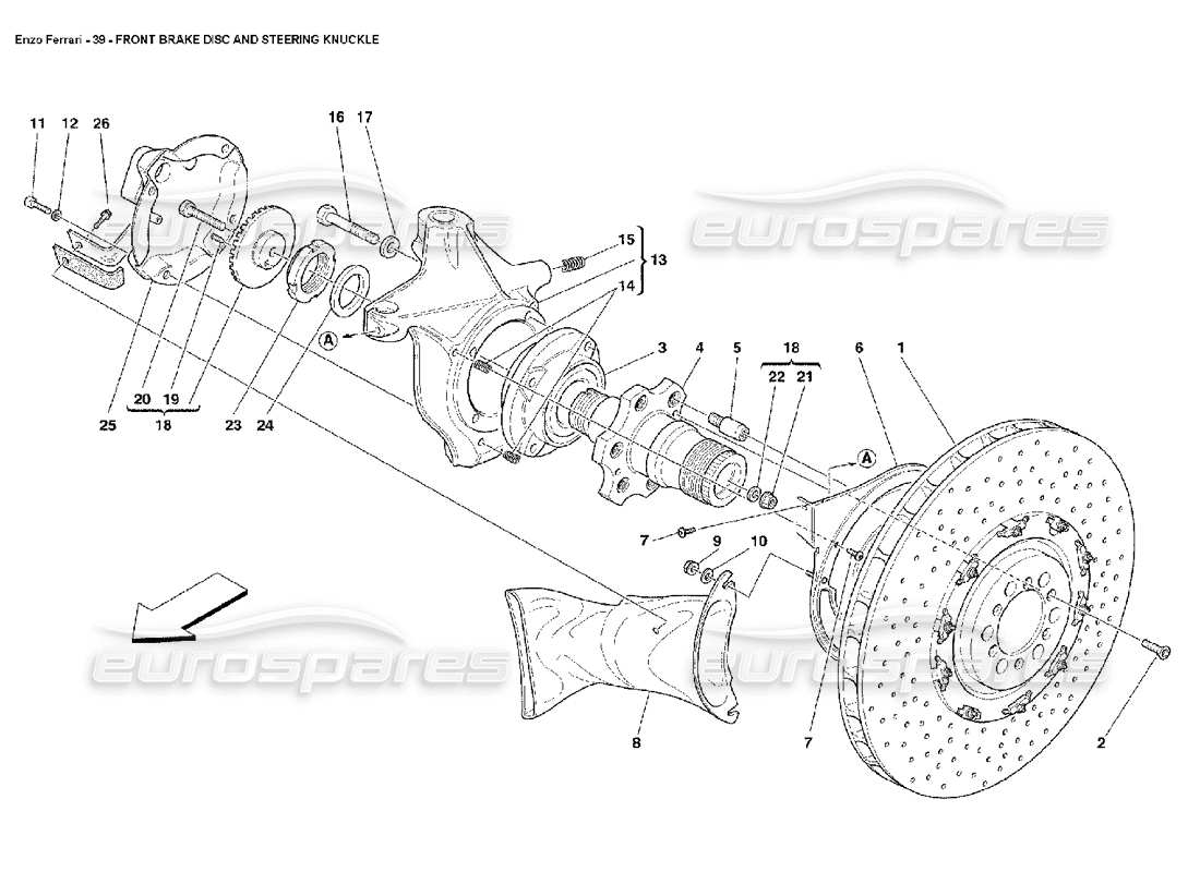 FERRARI ENZO VORDERE BREMSSCHEIBE UND ACHSSCHENKEL TEILEDIAGRAMM ferrari enzo vordere bremsscheibe und achsschenkel teilediagramm