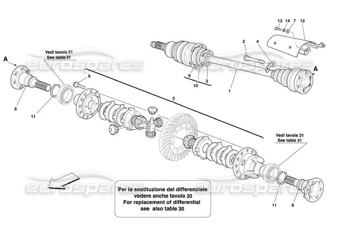 ferrari 575 superamerica teilediagramm für differential und achswellen