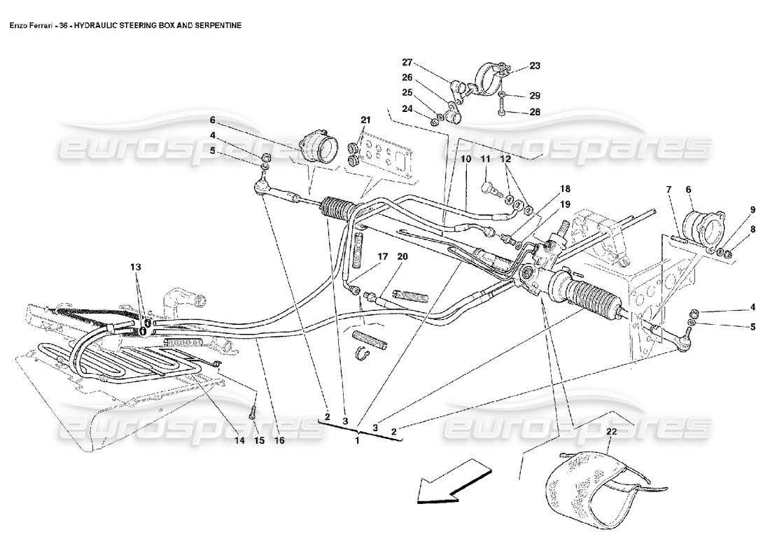 FERRARI ENZO HYDRAULISCHES LENKGETRIEBE UND SERPENTINE TEILEDIAGRAMM ferrari enzo hydraulisches lenkgetriebe und serpentine teilediagramm