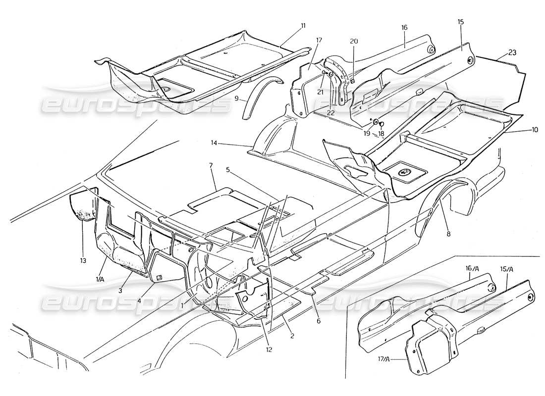 maserati karif 2.8 teppiche und filze teilediagramm