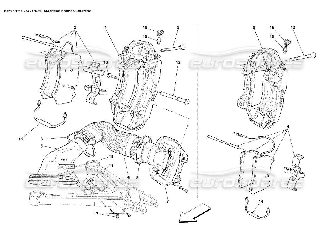FERRARI ENZO BREMSSÄTTEL VORNE UND HINTEN TEILEDIAGRAMM ferrari enzo bremssättel vorne und hinten teilediagramm