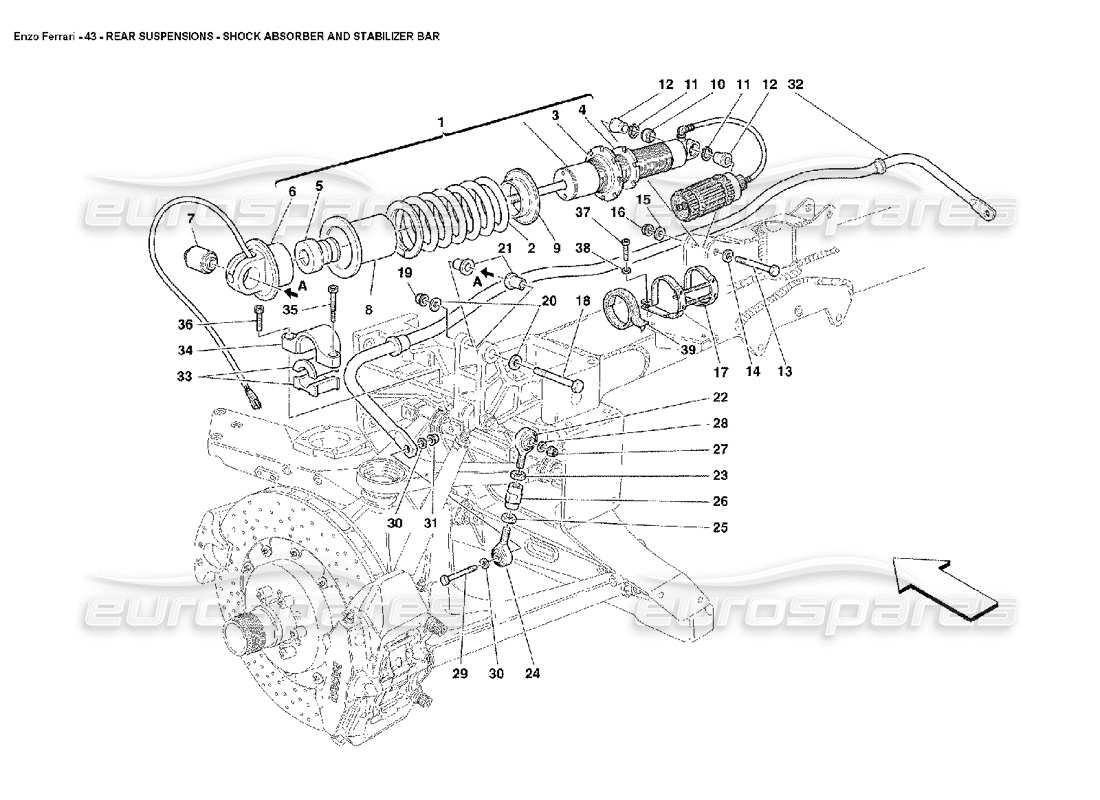 FERRARI ENZO STOßDÄMPFER UND STABILISATOR DER HINTERRADAUFHÄNGUNG TEILEDIAGRAMM ferrari enzo stoßdämpfer und stabilisator der hinterradaufhängung teilediagramm