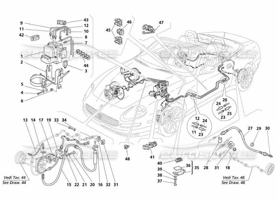 maserati 4200 spyder (2005) bremssystem -gültig für gd- teilediagramm