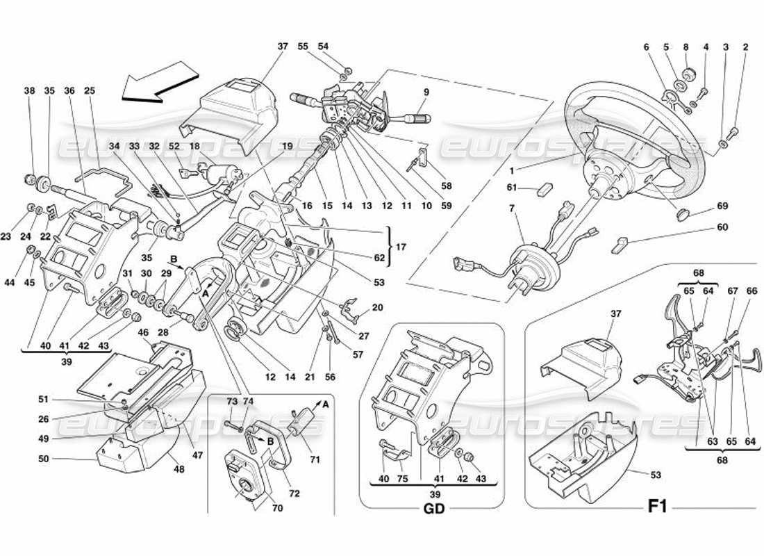 ferrari 575 superamerica lenksäule ersatzteildiagramm