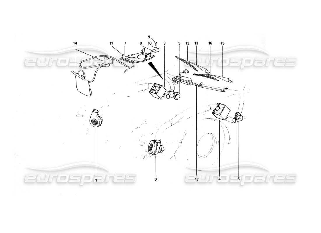 ferrari 400 gt (mechanical) teilediagramm für kühlung, heizung und scheibe
