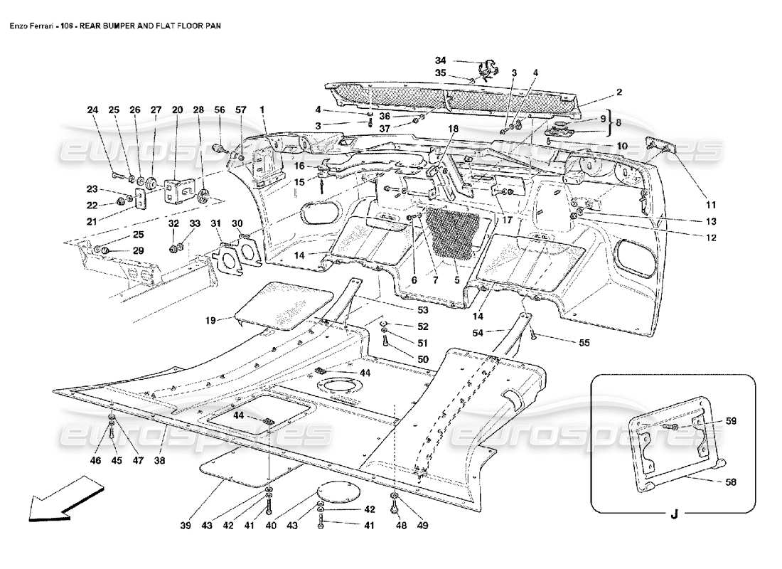 FERRARI ENZO HECKSTOßSTANGE UND FLACHES BODENBLECH TEILEDIAGRAMM ferrari enzo heckstoßstange und flaches bodenblech teilediagramm