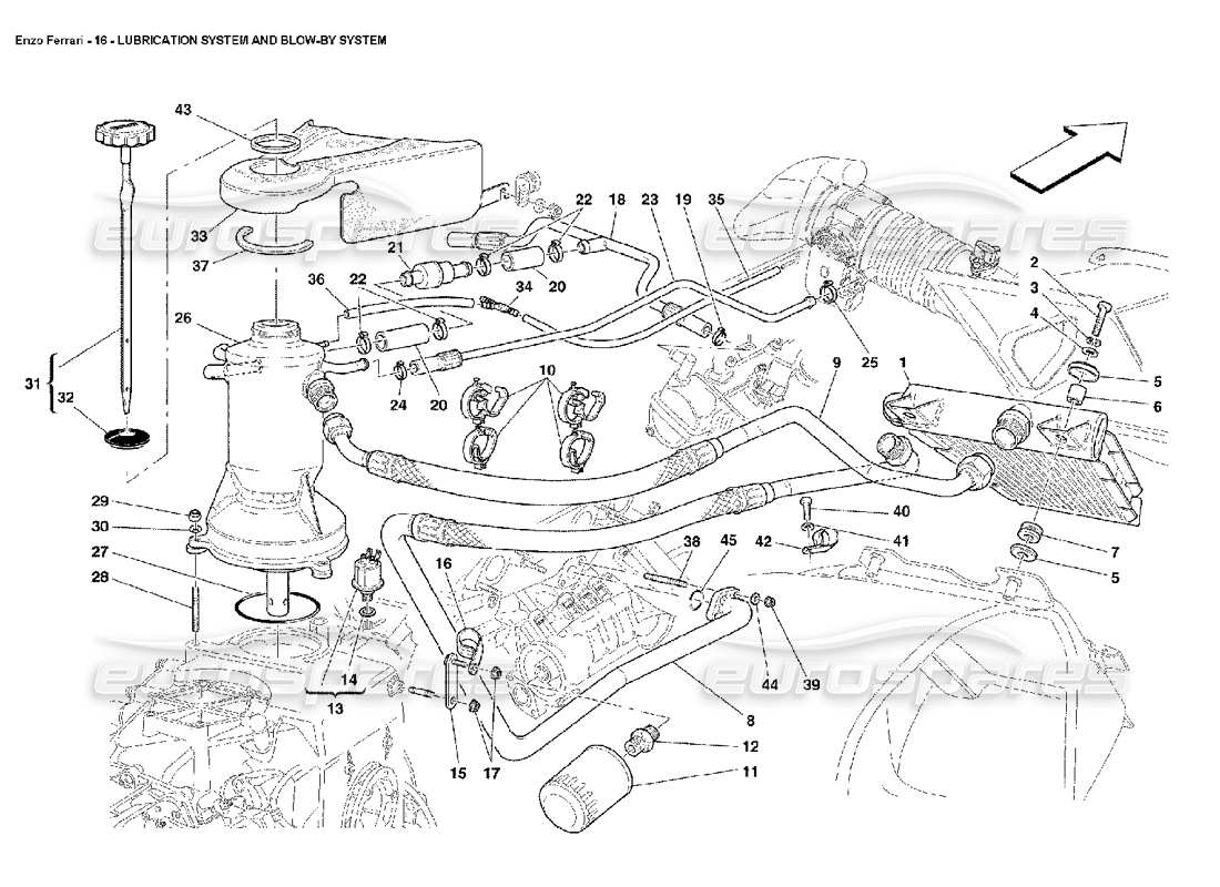 ferrari enzo lubrication system and blow by system part diagram