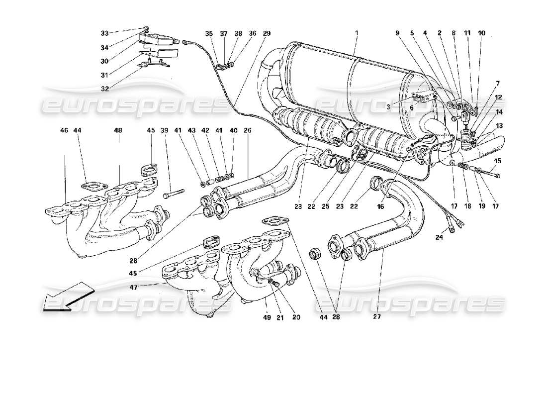 ferrari 512 tr auspuffanlage -nicht für usa, cdn, aus, ch- ersatzteildiagramm
