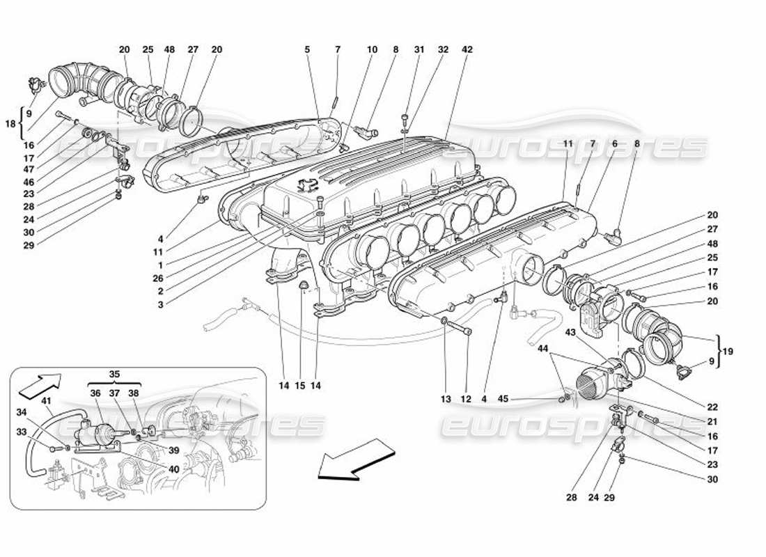 ferrari 575 superamerica teilediagramm für luftansaugkrümmer