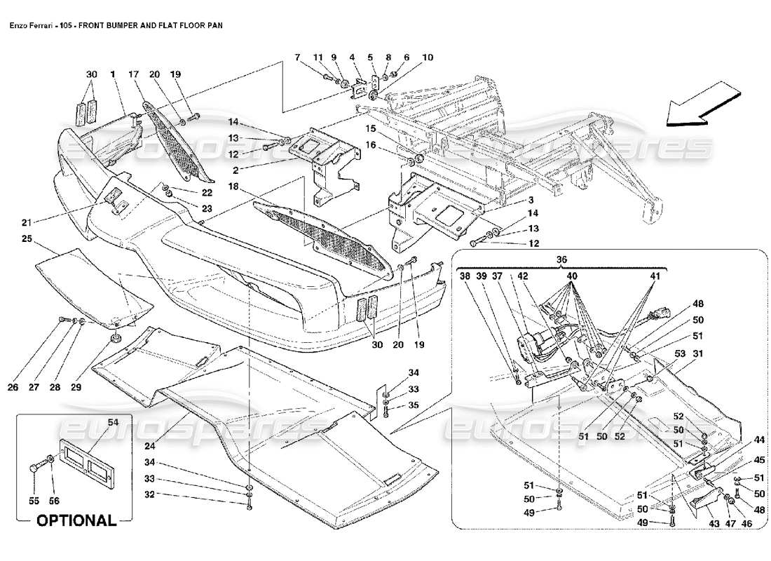 FERRARI ENZO FRONTSTOßSTANGE UND FLACHES BODENBLECH TEILEDIAGRAMM ferrari enzo frontstoßstange und flaches bodenblech teilediagramm