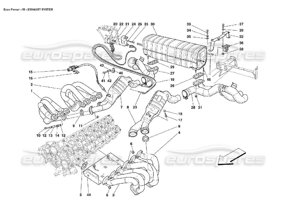 ferrari enzo abgassystem teilediagramm