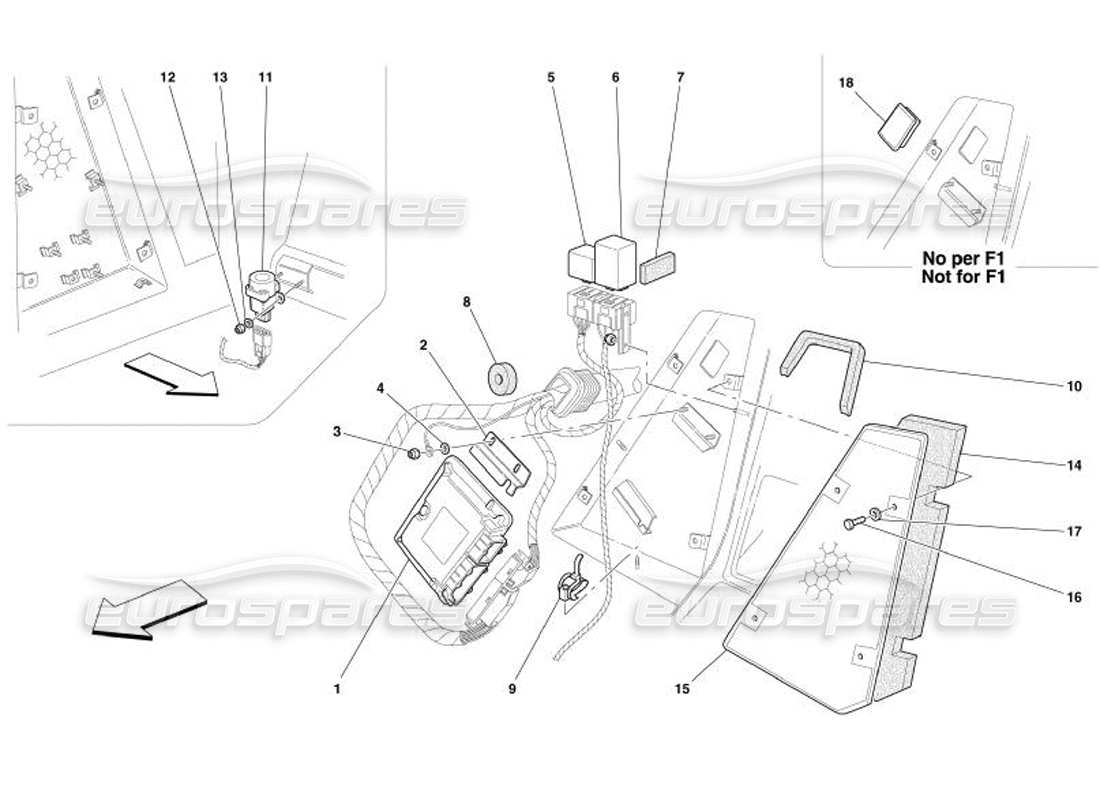 ferrari 575 superamerica bedienstationen für den hinteren fahrgastraum teilediagramm