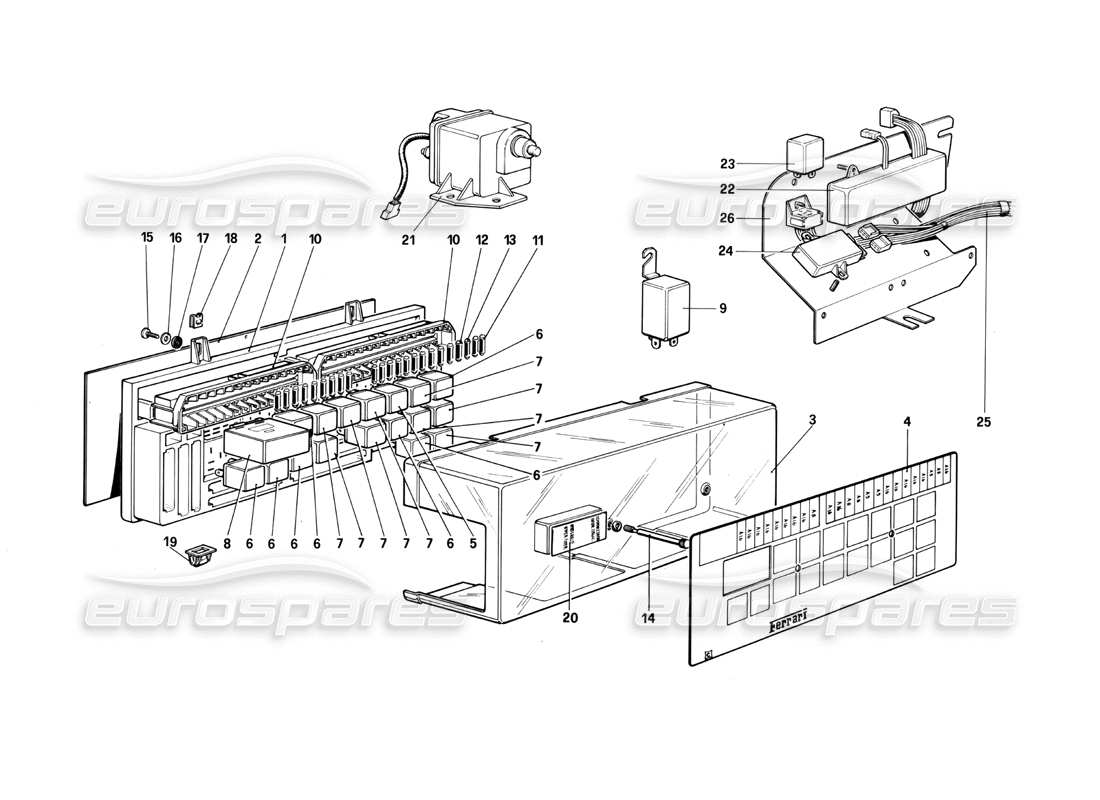 ferrari mondial 3.0 qv (1984) teilediagramm der elektrischen platine