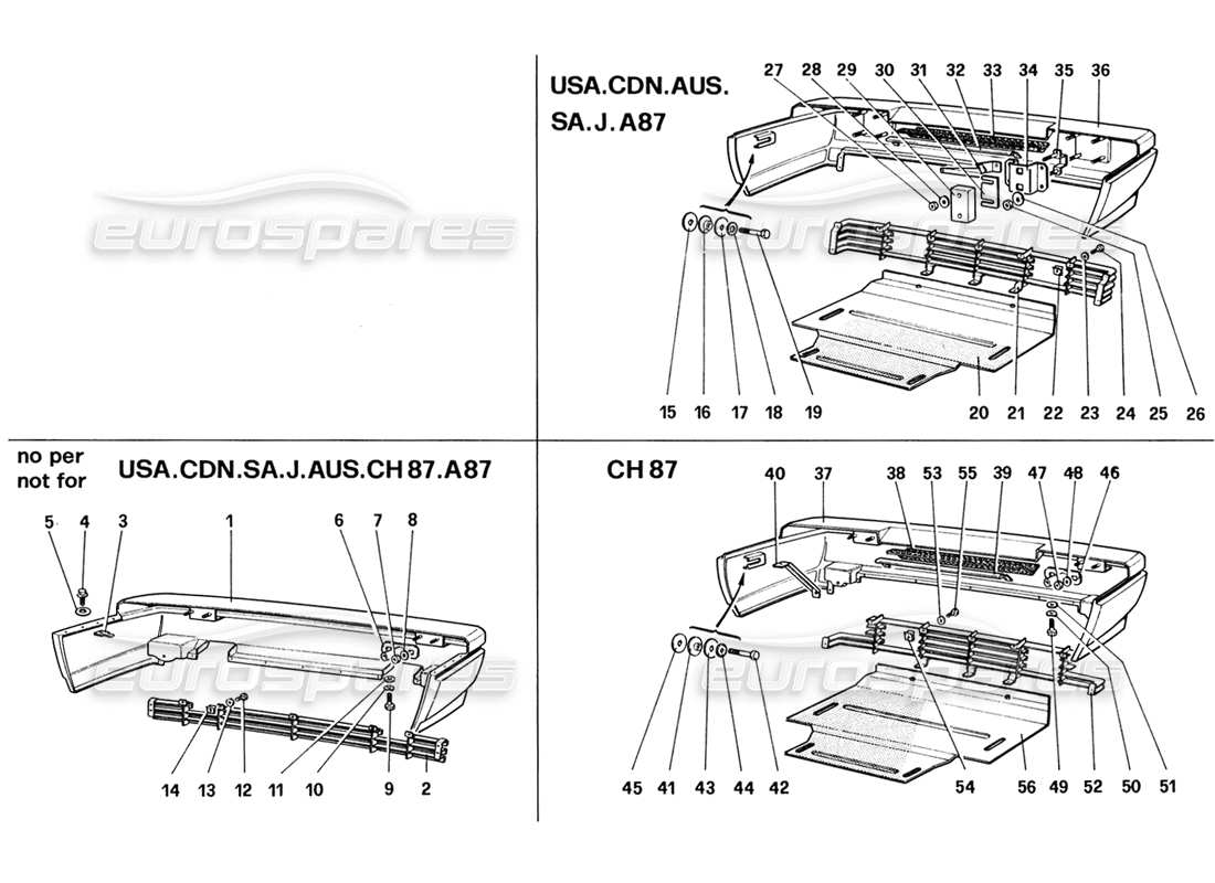ferrari 328 (1988) teilediagramm für hintere stoßstangen