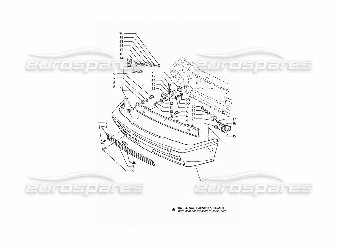 maserati ghibli 2.8 (abs) frontstoßstange teilediagramm