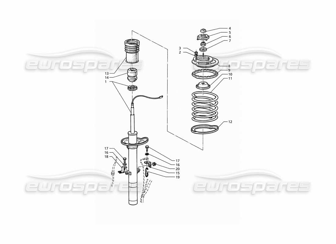 maserati ghibli 2.8 (abs) teilediagramm für vorderen stoßdämpfer