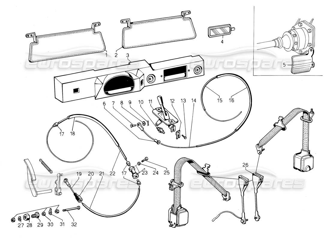 lamborghini jalpa 3.5 (1984) sonstiges (gültig für usa - mai 1985) teilediagramm