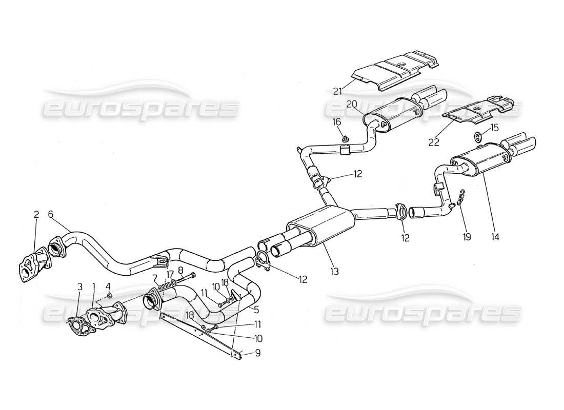 maserati 2.24v auspuffanlage teilediagramm