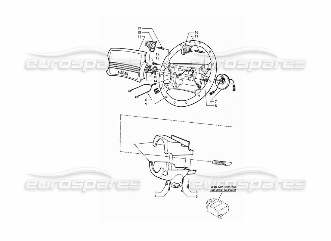 maserati qtp. 3.2 v8 (1999) lenkrad mit airbag-teilediagramm