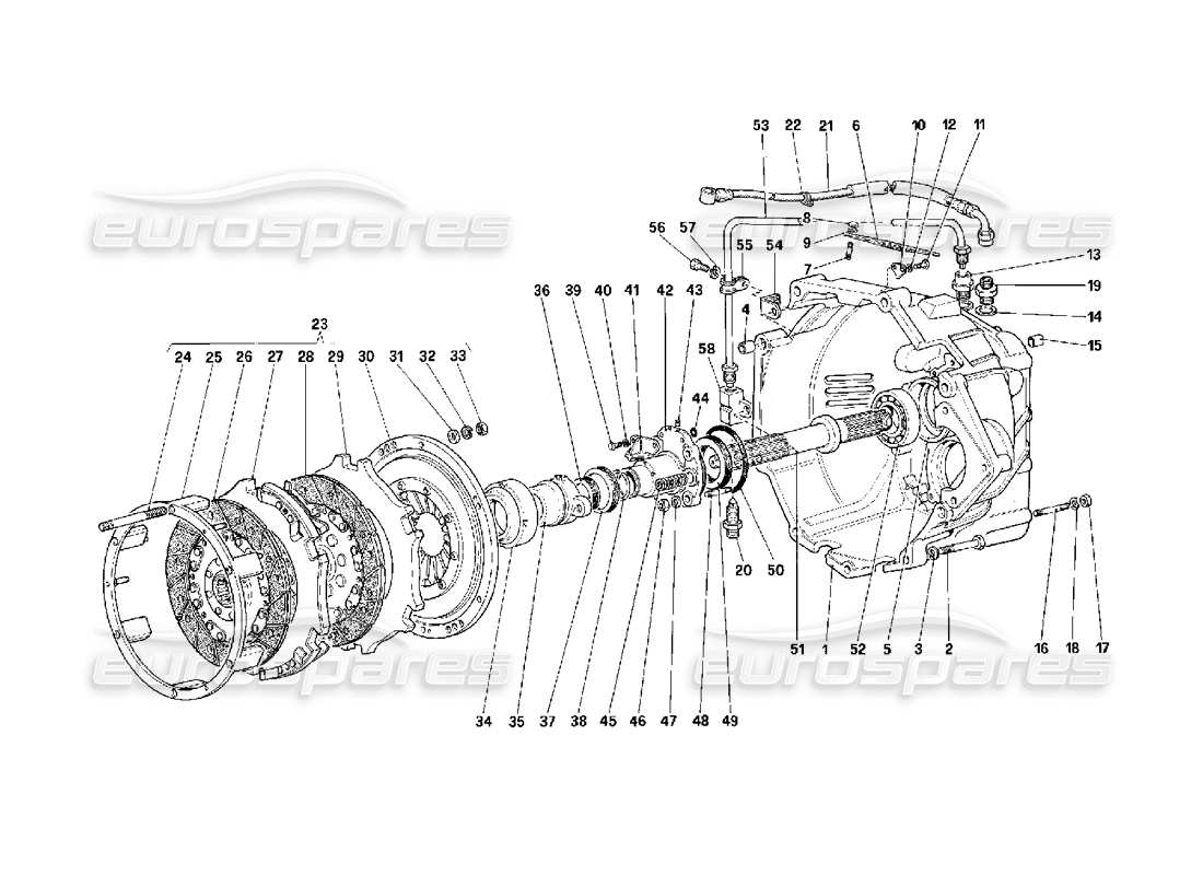 ferrari f40 kupplungs- und steuerteildiagramm