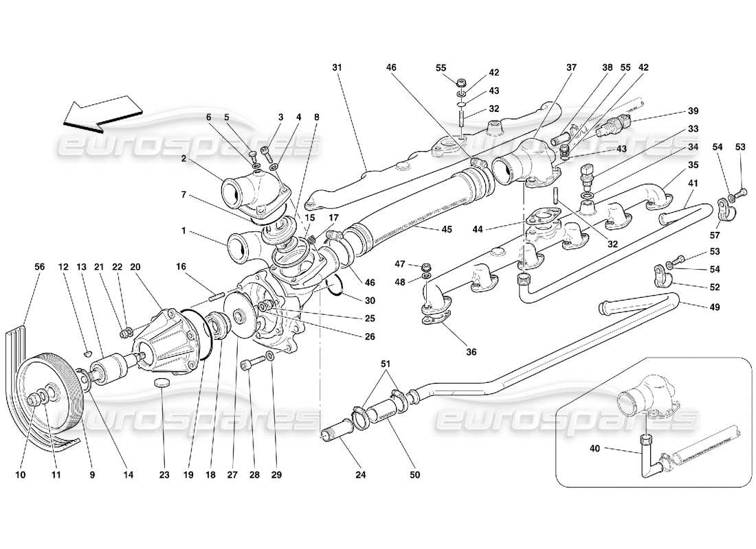 ferrari 456 gt/gta wasserpumpe teilediagramm
