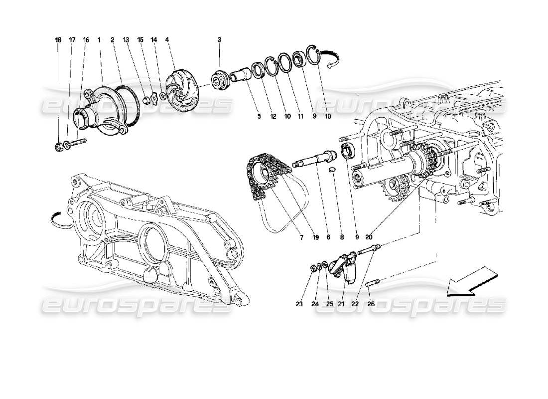 ferrari 512 tr wasserpumpe teilediagramm