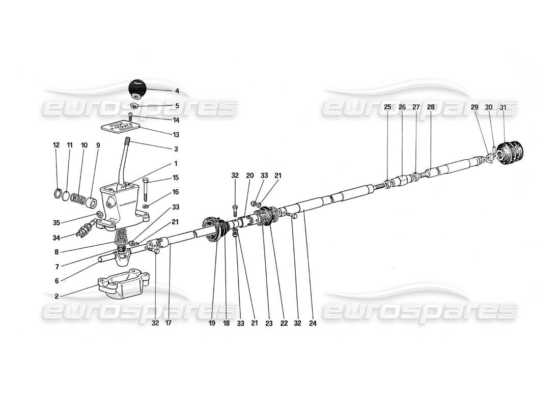 ferrari 288 gto teilediagramm für externe getriebesteuerungen