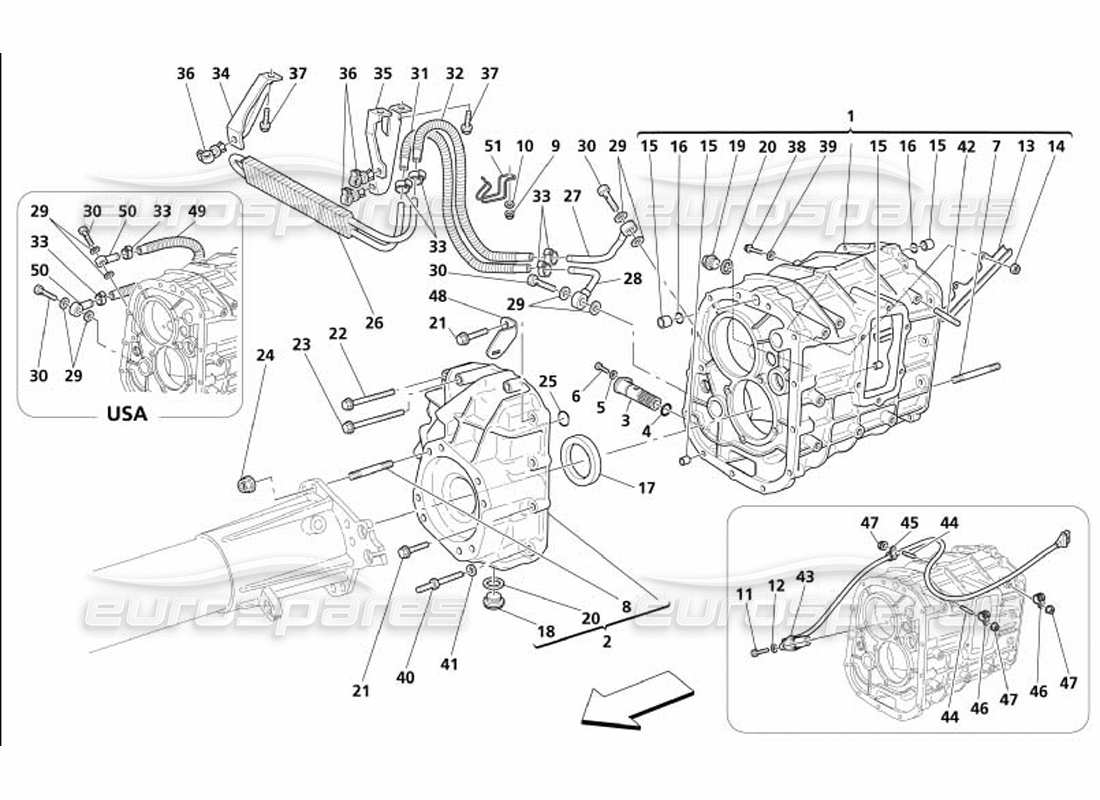 maserati 4200 gransport (2005) getriebe - abdeckung - teilediagramm für getriebeölkühler