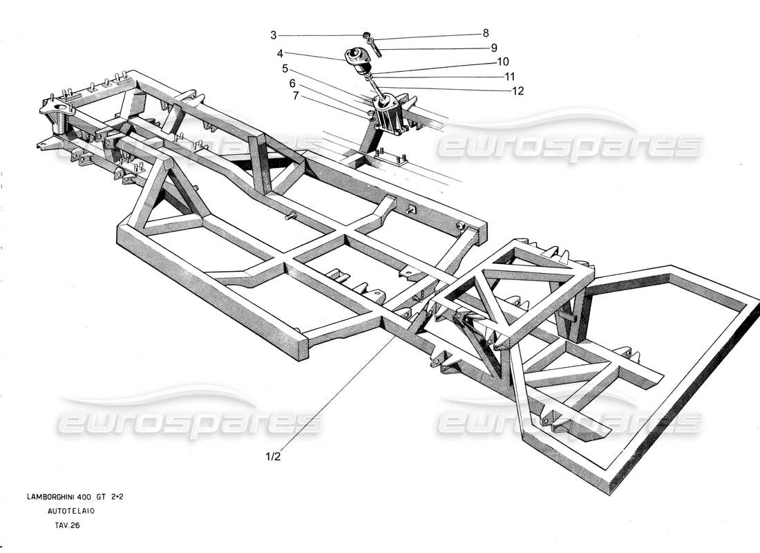 lamborghini 400 gt fahrgestell-teilediagramm