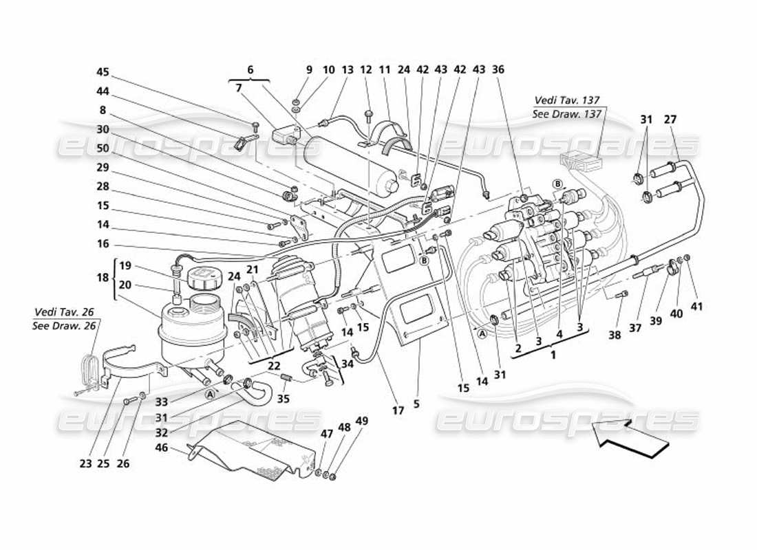 maserati 4200 spyder (2005) antriebseinheit und tank - gültig für f1- ersatzteildiagramm