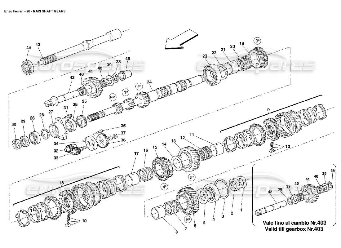 FERRARI ENZO HAUPTWELLENGETRIEBE TEILEDIAGRAMM ferrari enzo hauptwellengetriebe teilediagramm