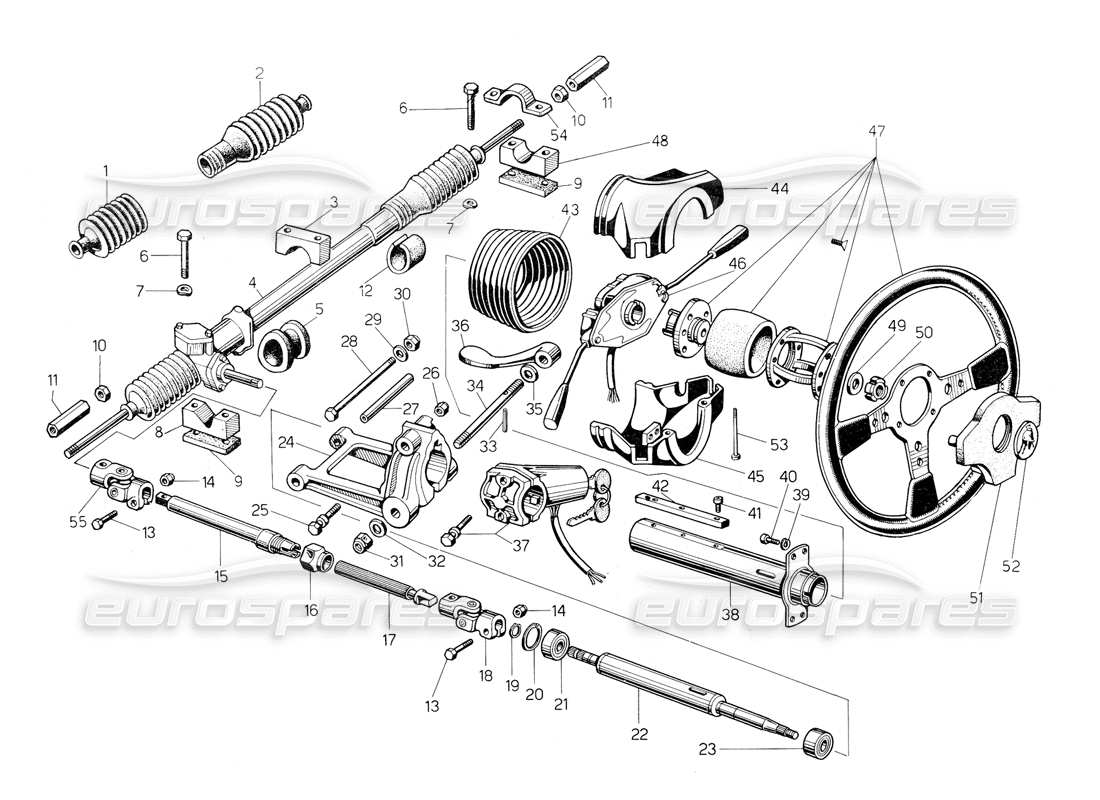 lamborghini countach 5000 qv (1985) lenkung teilediagramm