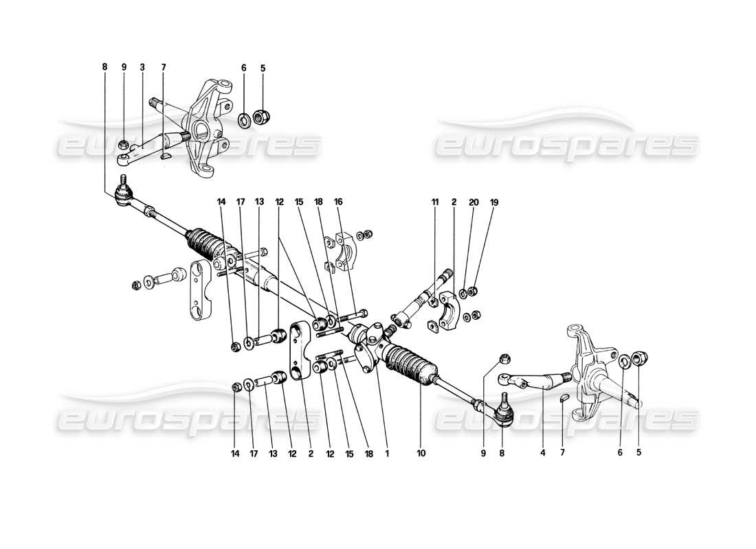 ferrari 512 bbi lenkgetriebe und gestänge teilediagramm