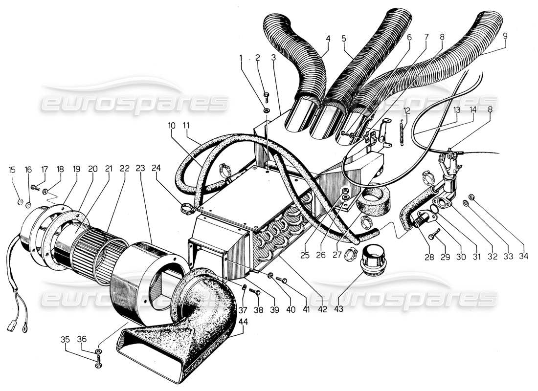 lamborghini urraco p300 heizung teilediagramm