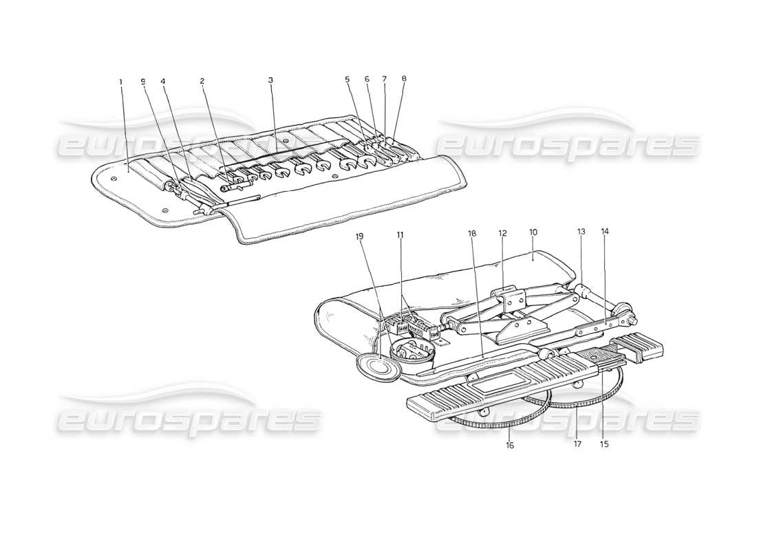 ferrari 208 gt4 dino (1975) werkzeugsatz-teilediagramm