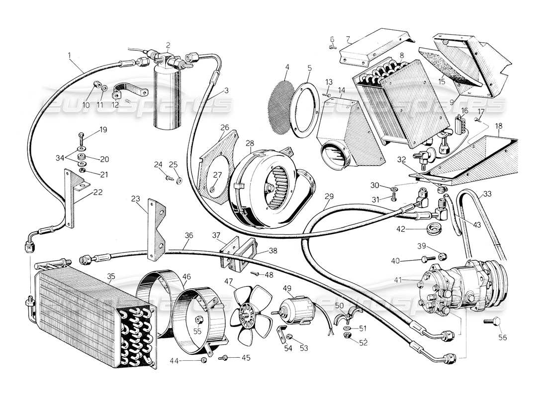 lamborghini countach 5000 qvi (1989) klimaanlage teilediagramm