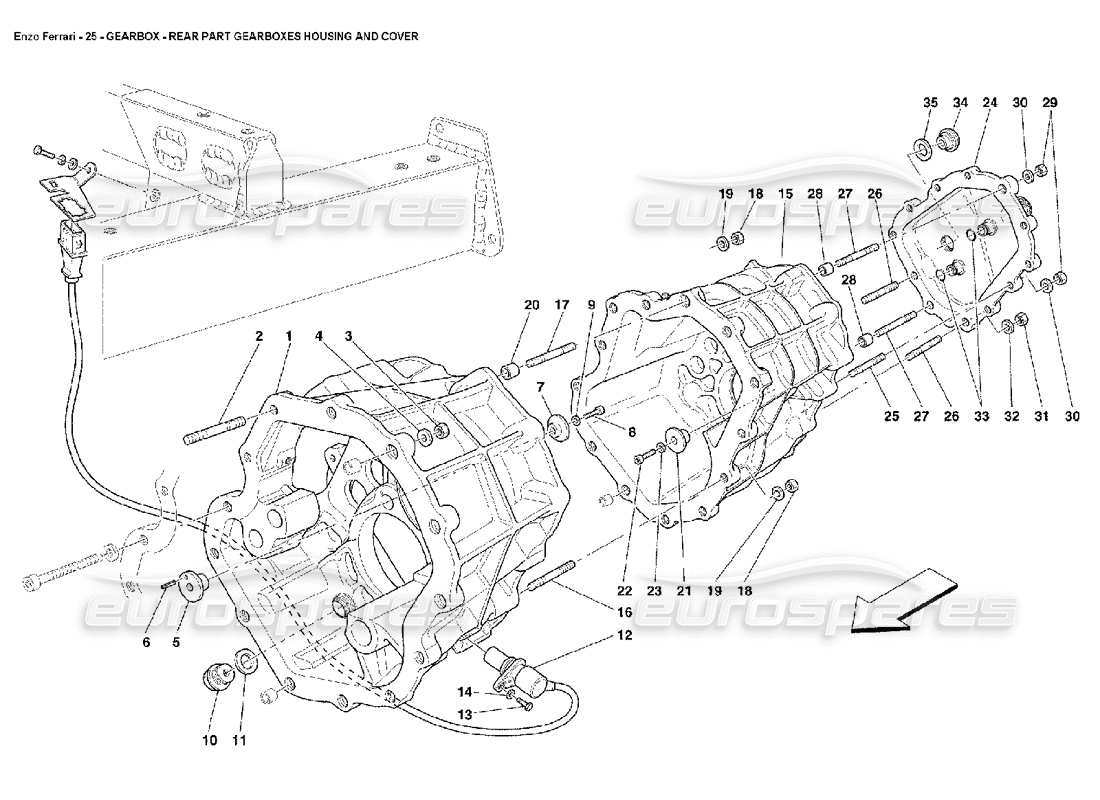 FERRARI ENZO GETRIEBE-HINTERTEIL, GETRIEBEGEHÄUSE UND -DECKEL TEILEDIAGRAMM ferrari enzo getriebe-hinterteil, getriebegehäuse und -deckel teilediagramm