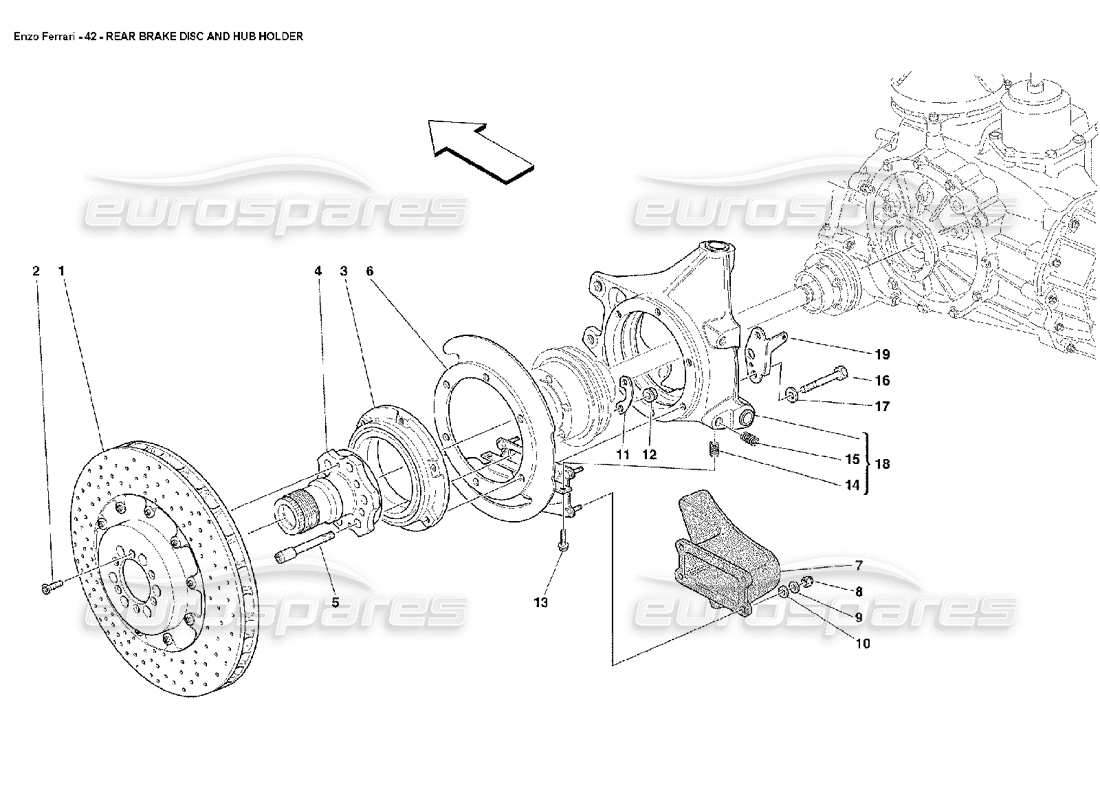 FERRARI ENZO HINTERE BREMSSCHEIBE UND NABENHALTER TEILEDIAGRAMM ferrari enzo hintere bremsscheibe und nabenhalter teilediagramm