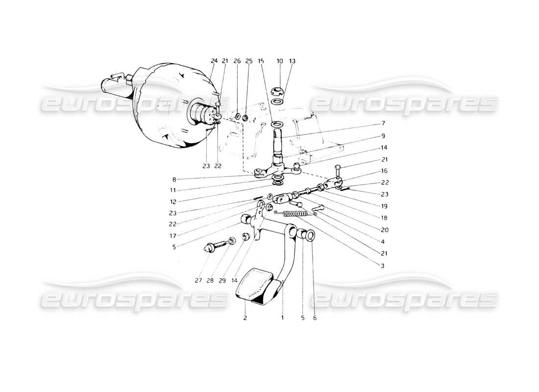 ferrari 512 bb bremshydrauliksystem (varianten für rh d. version) teilediagramm