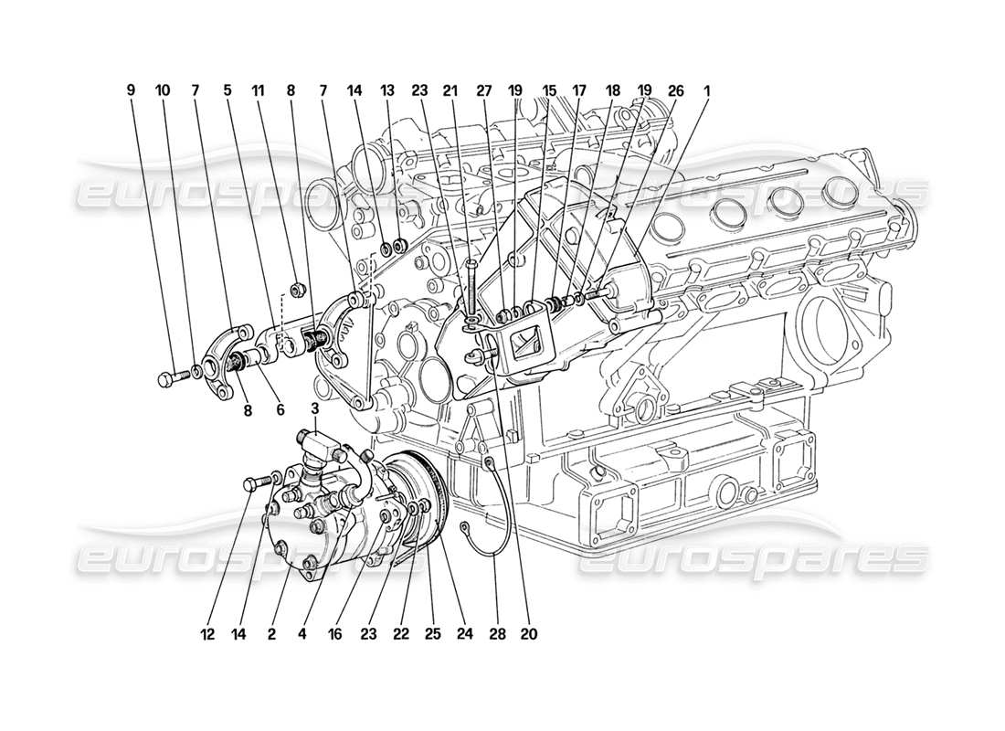 ferrari 328 (1988) klimakompressor und steuerungen (nicht für us- und sa-version) teilediagramm