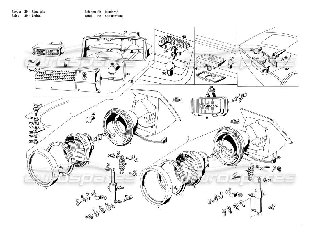 maserati merak 3.0 beleuchtung teilediagramm