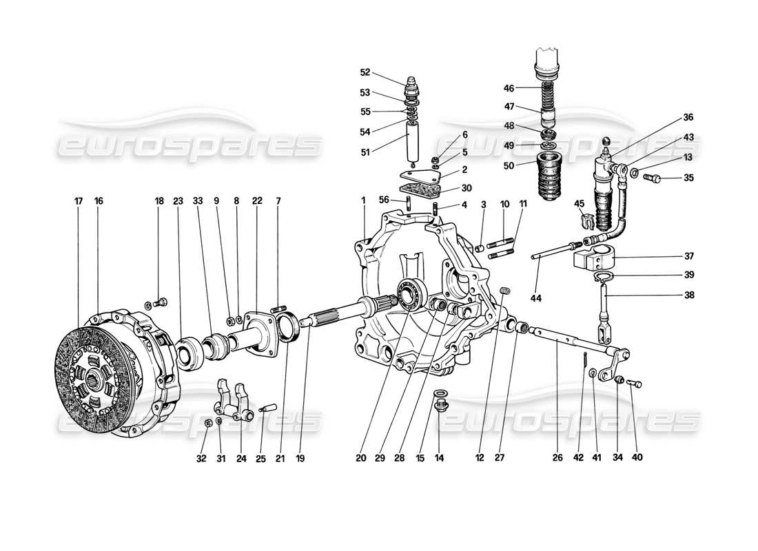 ferrari mondial 3.2 qv (1987) kupplung und steuerung teilediagramm