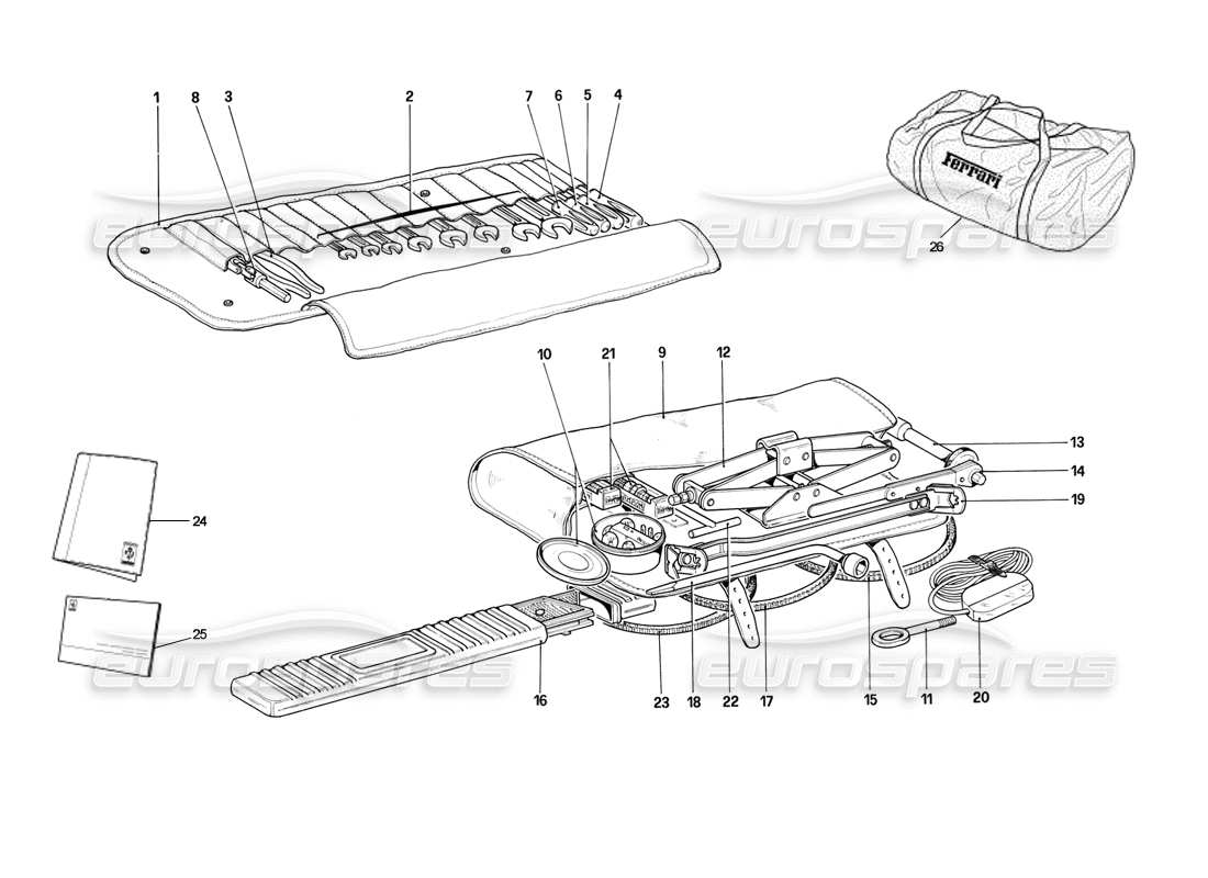 ferrari mondial 3.2 qv (1987) werkzeug - kit-teilediagramm