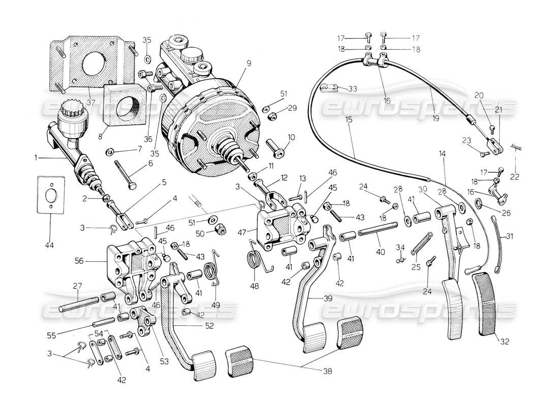 lamborghini countach 5000 qv (1985) pedale teilediagramm