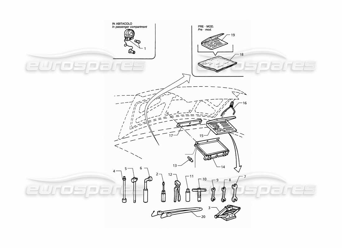 maserati qtp. 3.2 v8 (1999) werkzeugteilediagramm