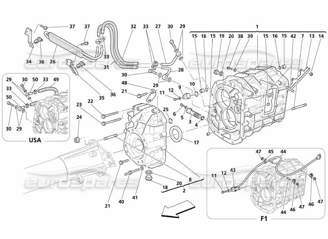 maserati 4200 spyder (2005) getriebe - abdeckung - teilediagramm für getriebeölkühler