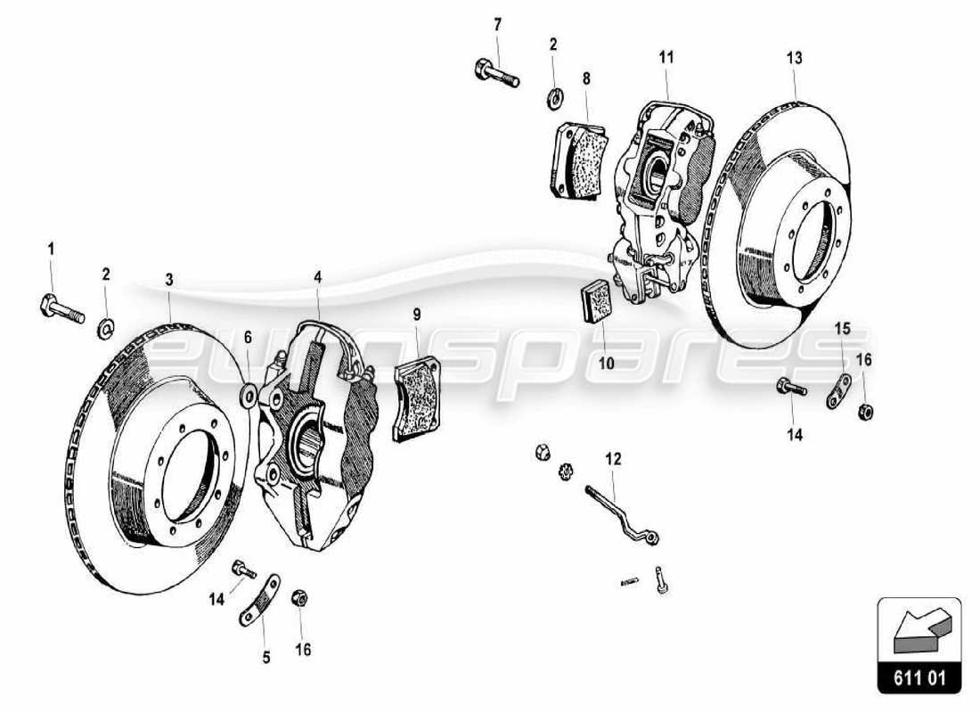 lamborghini miura p400 bremssystem teilediagramm