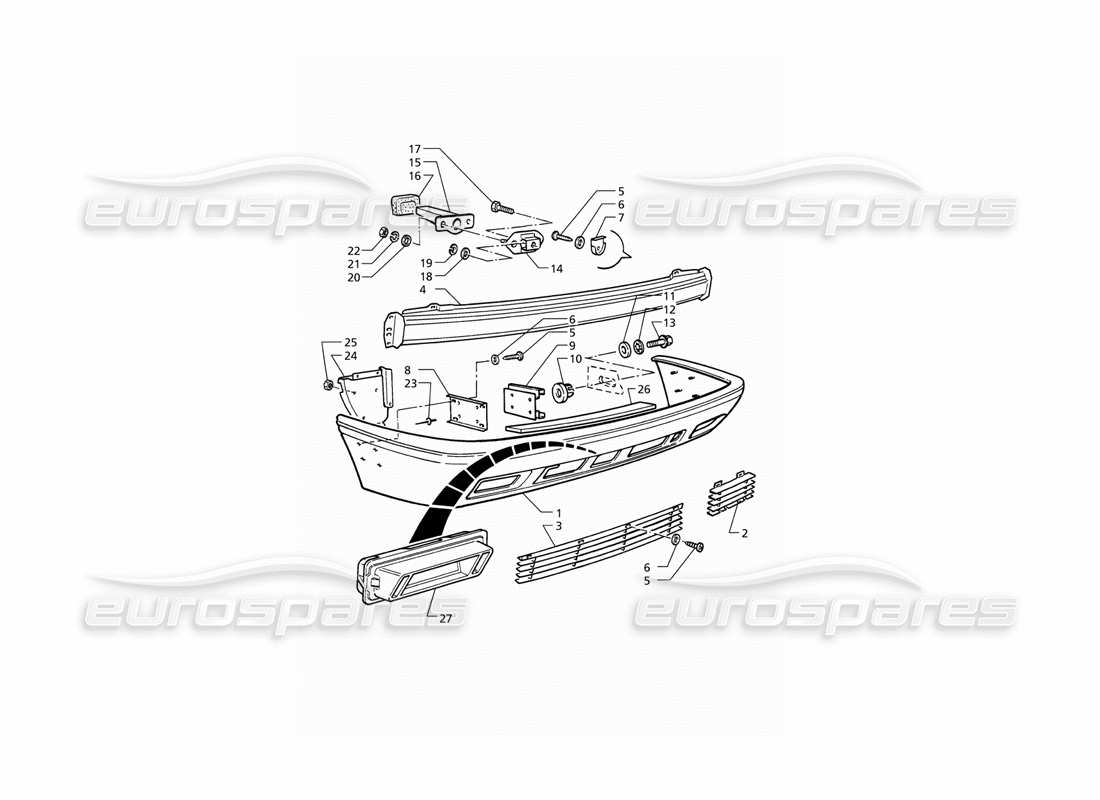 maserati qtp v6 (1996) hintere stoßstange teilediagramm