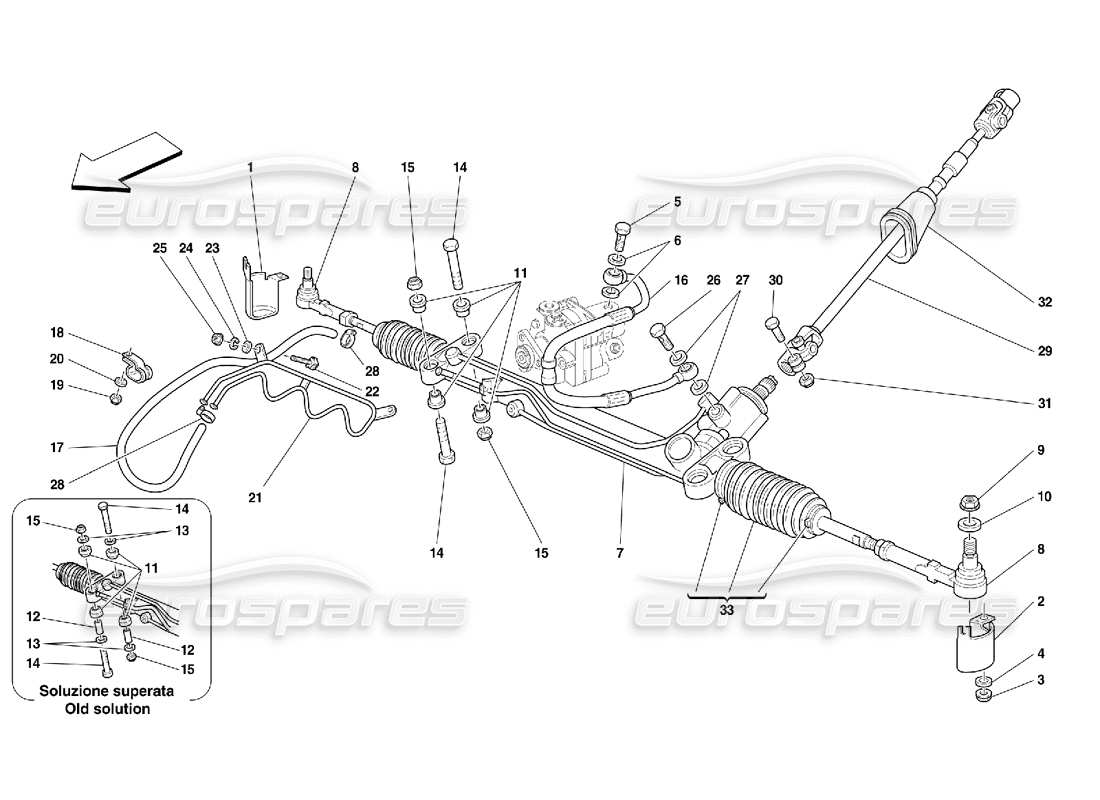 ferrari 456 gt/gta hydraulisches lenkgetriebe und serpentine - nicht für gd-teilediagramm